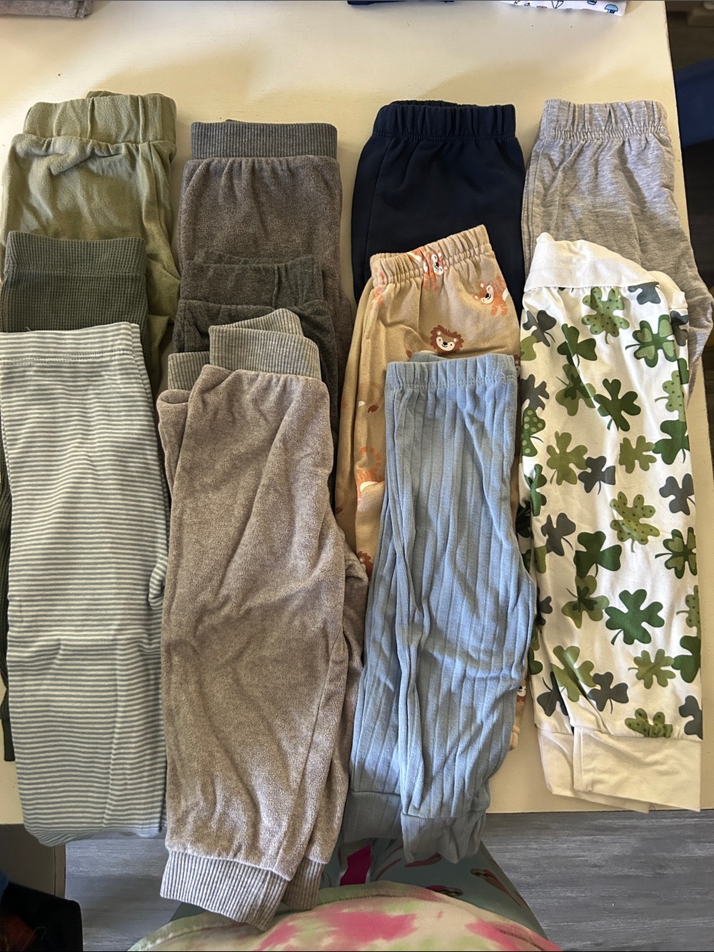 Assorted Kids' Bottoms Bundle in Green, Gray, Blue, Cream & Patterns